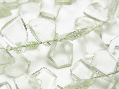 [Video] High Quality Green Amethyst AAA- Rough Slice Faceted half or 1strand beads (aprx.7inch / 18cm)