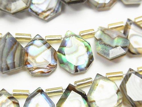 [Video] Abalone Shell x Crystal AAA Rough Slice Faceted 1strand beads (aprx.7inch / 18cm)