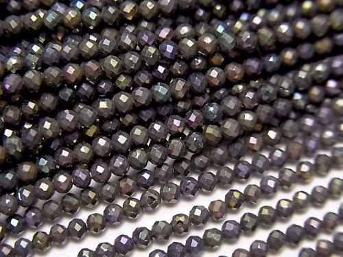 [Video] High Quality! 5strands $7.79! Black Spinel AAA Faceted Round 2mm Purple Coating 1strand beads (aprx.13inch / 31cm)