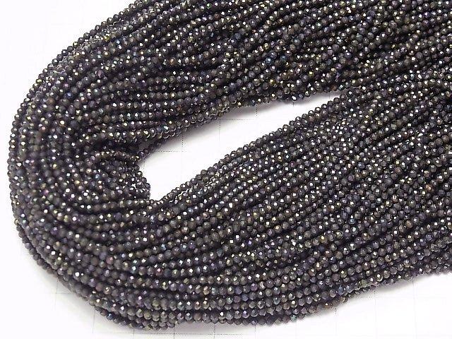 [Video] High Quality! 5strands $7.79! Black Spinel AAA Faceted Round 2mm Purple Coating 1strand beads (aprx.13inch / 31cm)