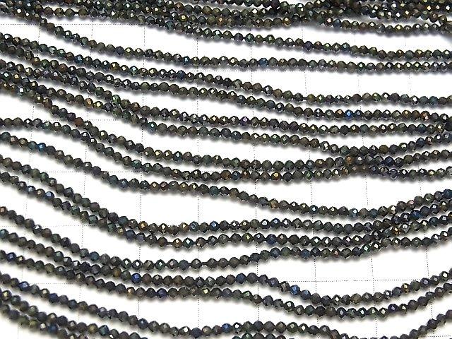 [Video] High Quality! 5strands $7.79! Black Spinel AAA Faceted Round 2mm Coating 1strand beads (aprx.13inch / 31cm)
