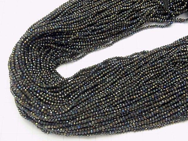 [Video] High Quality! 5strands $7.79! Black Spinel AAA Faceted Round 2mm Coating 1strand beads (aprx.13inch / 31cm)