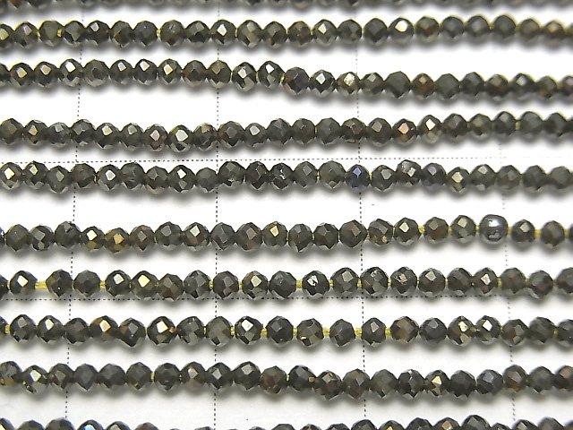 [Video] High Quality! 5strands $7.79! Black Spinel AAA Faceted Round 2mm Yellow Coating 1strand beads (aprx.13inch / 31cm)