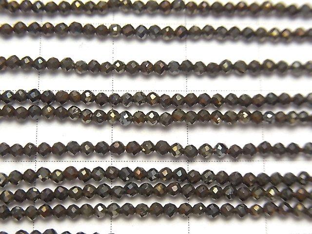 [Video] High Quality! 5strands $7.79! Black Spinel AAA Faceted Round 2mm Brown Coating 1strand beads (aprx.13inch / 31cm)