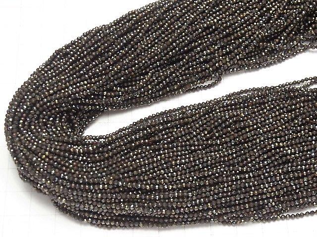 [Video] High Quality! 5strands $7.79! Black Spinel AAA Faceted Round 2mm Brown Coating 1strand beads (aprx.13inch / 31cm)
