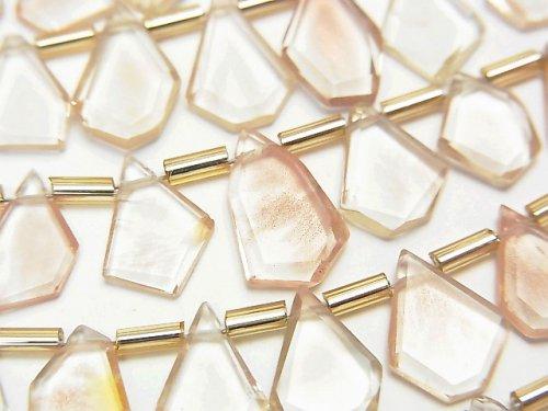 [Video] High Quality Oregon Sunstone AAA- Rough Slice Faceted 1strand beads (aprx.7inch / 18cm)