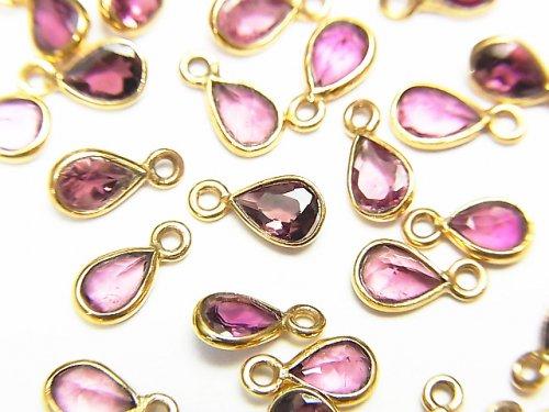 [Video] High Quality Pink Tourmaline AAA Pear shape Faceted Charm 4x3mm [K14 Yellow Gold] 4pcs