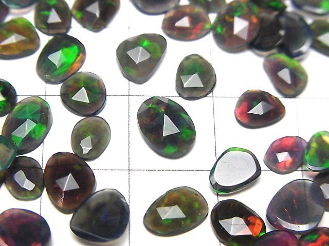 [Video]High Quality Black Opal AAA- Loose stone Free Form Single Sided Rose Cut 10pcs