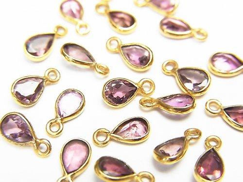 [Video] High Quality Pink Tourmaline AAA Pear shape Faceted Charm 4x3mm [K14 Yellow Gold] 4pcs