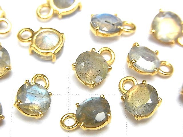[Video] High Quality Labradorite AAA Bezel Setting Round Faceted 6x6mm 18KGP 3pcs