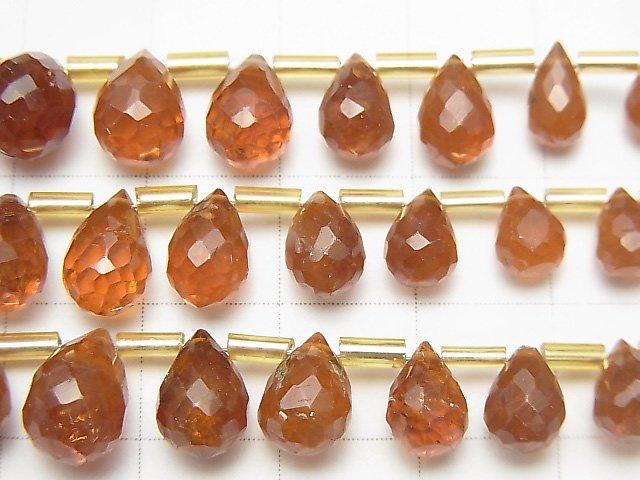 [Video] High Quality Hessonite Garnet AAA- Drop Faceted Briolette 1strand beads (aprx.7inch / 18cm)