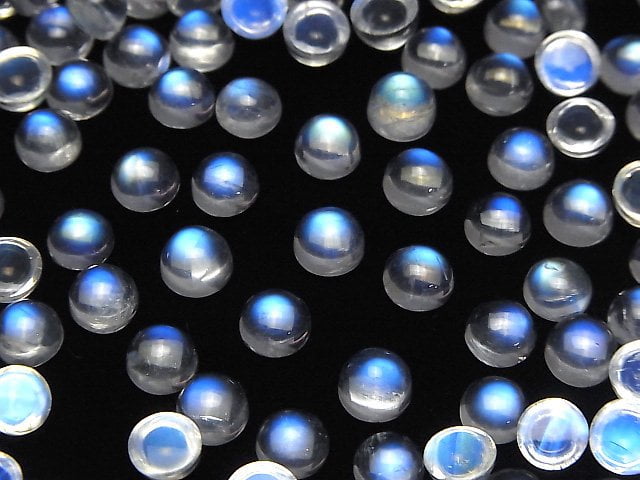 [Video]High Quality Rainbow Moonstone AAA++ Round Cabochon 6x6mm 1pc