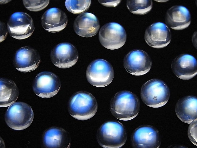 [Video]High Quality Rainbow Moonstone AAA++ Round Cabochon 7x7mm 1pc