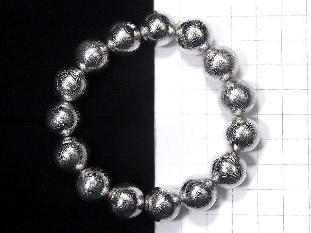 [Video][One of a kind] Meteorite (Muonionalusta ) Round 9.5mm Bracelet NO.45