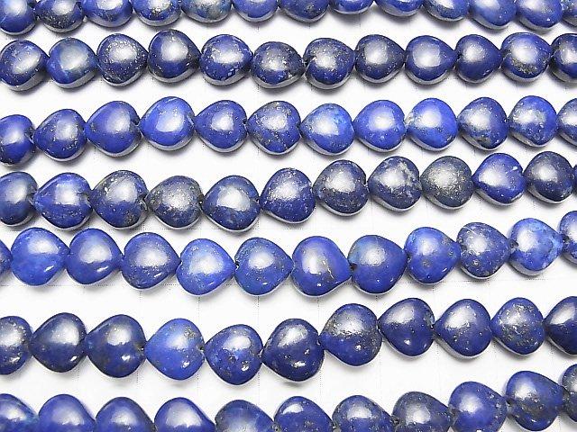 [Video] Lapis lazuli AA++ Vertical Hole Heart 10x10mm half or 1strand beads (aprx.6inch / 16cm)