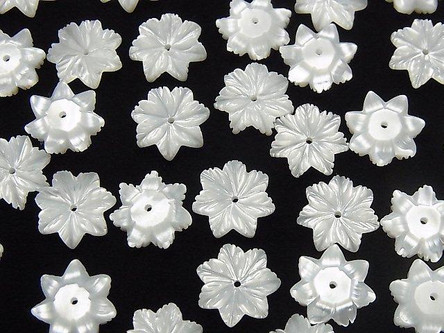 [Video] High Quality White Shell (Silver-lip Oyster) AAA Flower 12mm Center Hole 2pcs