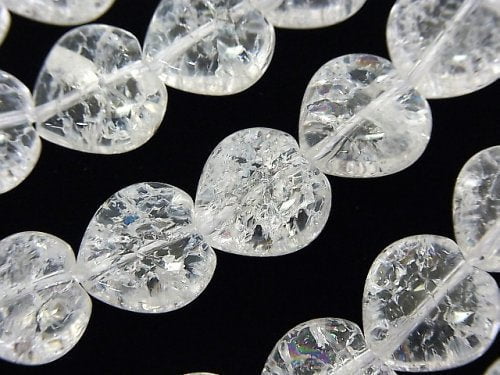 Cracked Crystal Vertical Hole Heart shape 14x14mm 1/4 or 1strand beads (aprx.15inch/36cm)