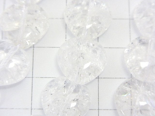 Cracked Crystal Vertical Hole Heart shape 14x14mm 1/4 or 1strand beads (aprx.15inch/36cm)