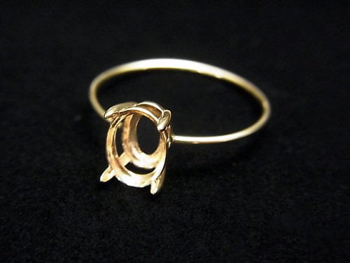 [Video] [Japan] [K10 Yellow Gold] Ring Empty Frame (Claw Clasp) Oval Faceted for 8x6mm 1pc