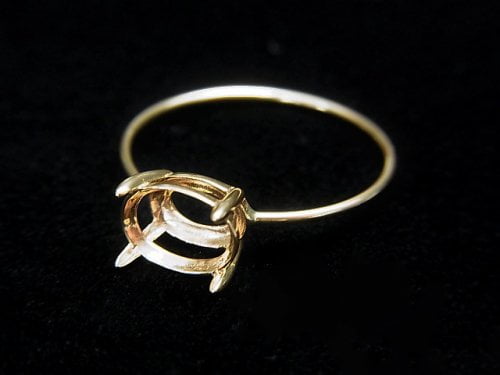 [Video] [Japan] [K10 Yellow Gold] Ring empty frame (claw clasp) Horizontal Oval Faceted for 8x6mm 1pc
