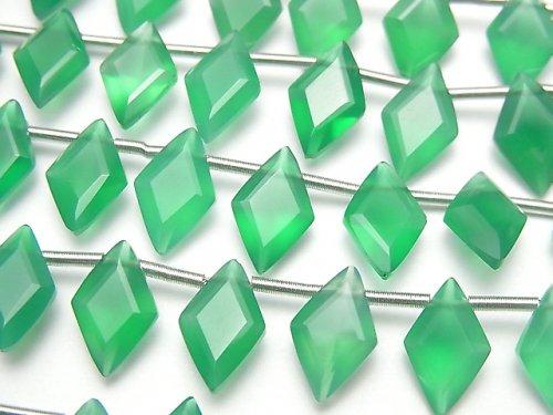 [Video] High Quality Green Onyx AAA Diamond Faceted 11x7mm half or 1strand (18pcs)