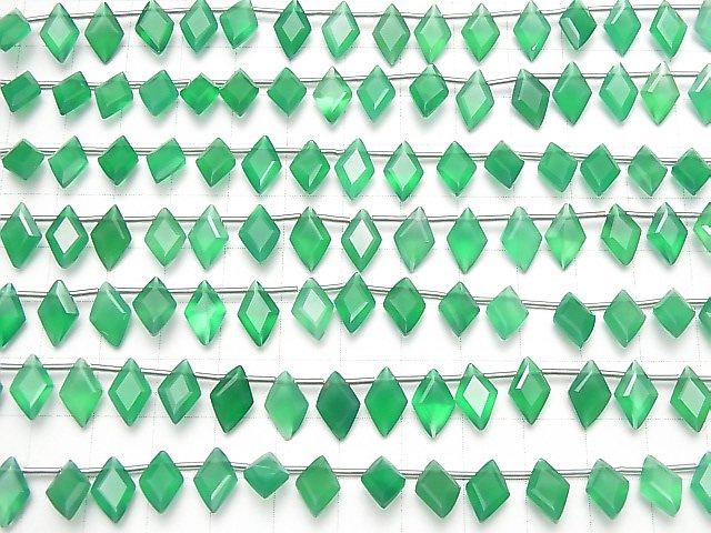 [Video] High Quality Green Onyx AAA Diamond Faceted 11x7mm half or 1strand (18pcs)
