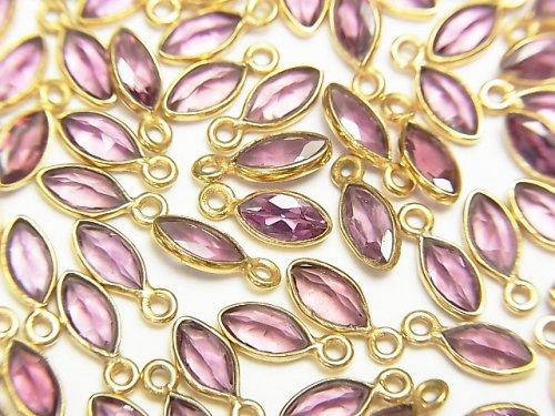 [Video] High Quality Rhodolite Garnet AAA Marquise Faceted Charm 5x3mm [K14 Yellow Gold] 2pcs