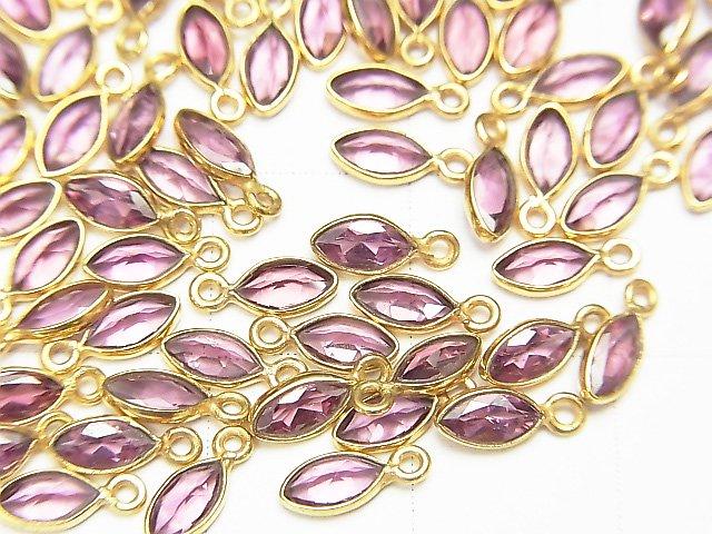 [Video] High Quality Rhodolite Garnet AAA Marquise Faceted Charm 5x3mm [K14 Yellow Gold] 2pcs