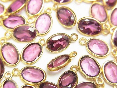 [Video] High Quality Rhodolite Garnet AAA Oval Faceted Charm 6x4mm [K14 Yellow Gold] 2pcs