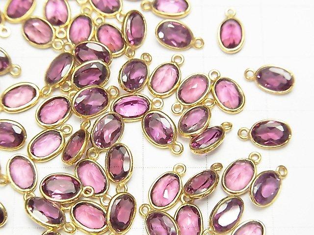 [Video] High Quality Rhodolite Garnet AAA Oval Faceted Charm 6x4mm [K14 Yellow Gold] 2pcs