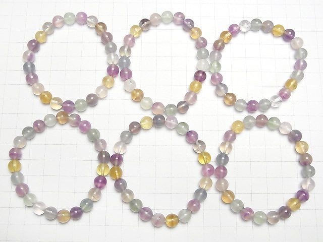[Video] Multicolor Fluorite AA+ Round 8mm Bracelet