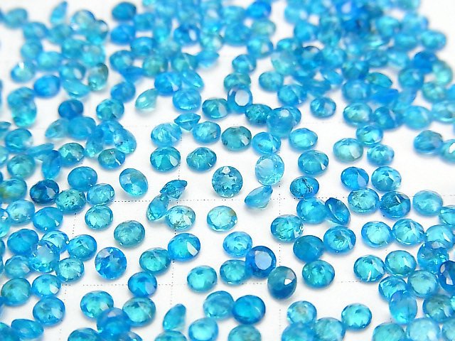 [Video]High Quality Neon Blue Apatite AAA- Loose stone Round Faceted 3x3mm 10pcs