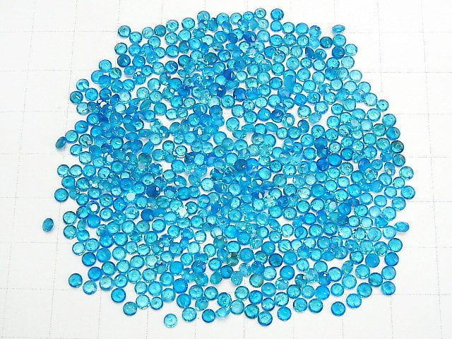 [Video]High Quality Neon Blue Apatite AAA- Loose stone Round Faceted 3x3mm 10pcs