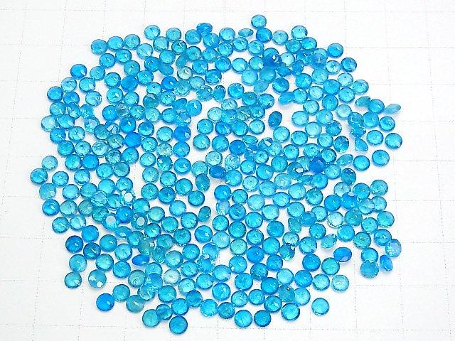 [Video] High Quality Neon Blue Apatite AAA Undrilled Round Faceted 4x4mm 4pcs