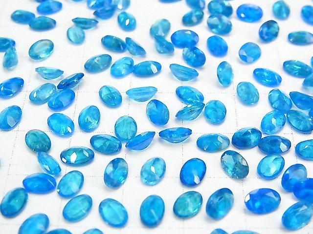 [Video] High Quality Neon Blue Apatite AAA Undrilled Oval Faceted 6x4mm 2pcs