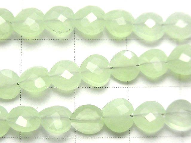 [Video] Light Green Chalcedony AAA Vertical Hole Heart cut 6x6mm 1strand beads (aprx.6inch / 16cm)