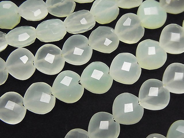 Light green Chalcedony AAA Vertical Hole Heart cut 8x8mm half or 1strand beads (aprx.6inch / 16cm)