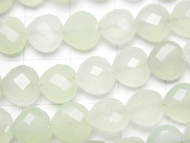 Light green Chalcedony AAA Vertical Hole Heart cut 8x8mm half or 1strand beads (aprx.6inch / 16cm)