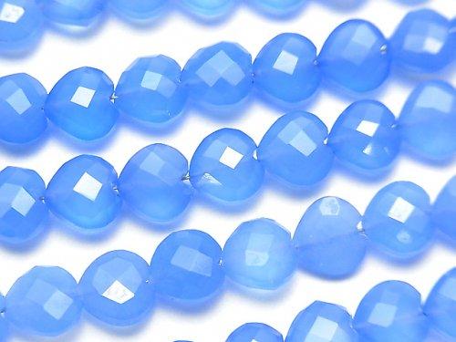 [Video] Blue Chalcedony AAA Vertical Hole Heart cut 8x8mm half or 1strand beads (aprx.6inch / 16cm)