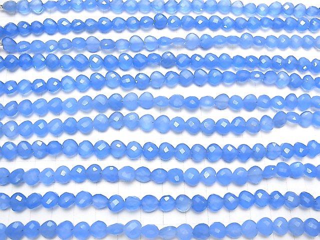 [Video] Blue Chalcedony AAA Vertical Hole Heart cut 8x8mm half or 1strand beads (aprx.6inch / 16cm)