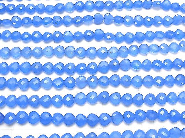 [Video] Blue Chalcedony AAA Vertical Hole Heart cut 10x10mm half or 1strand beads (aprx.6inch / 16cm)