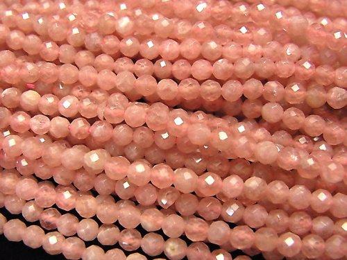 [Video] High Quality! Argentina Rhodochrosite AA+ Faceted Round 3mm 1strand beads (aprx.15inch / 37cm)