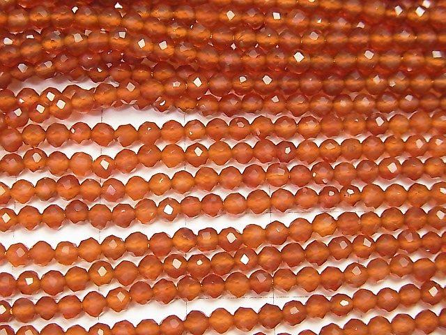 [Video] High Quality! Carnelian AAA Faceted Round 3mm 1strand beads (aprx.15inch / 38cm)