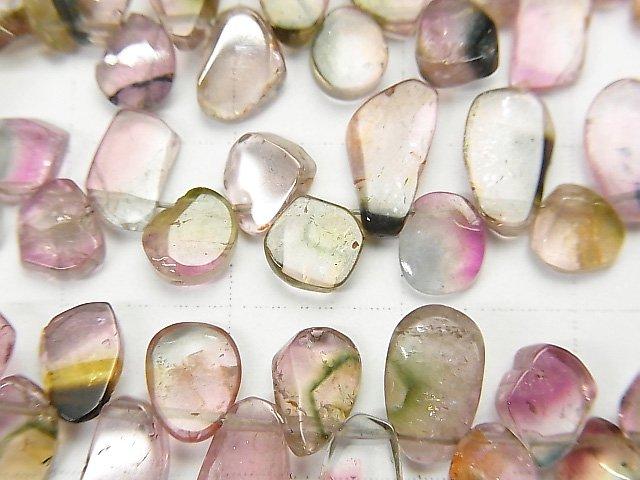 [Video] High Quality Bicolor Tourmaline AA++ Slice Nugget [Pink Color] half or 1strand beads (aprx.13inch / 32cm)