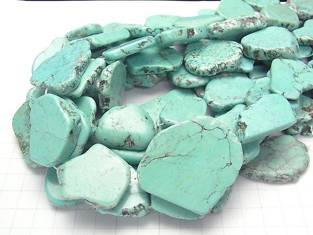 Magnesite Turquoise Slice Nugget Central hole 1strand beads (aprx.14inch / 35cm)