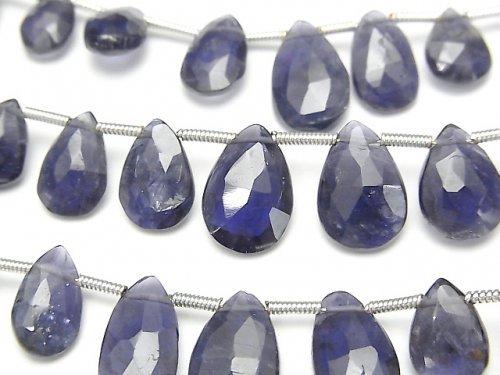[Video] High Quality Iolite AA++ Pear shape Faceted Briolette 1strand beads (aprx.7inch / 17cm)