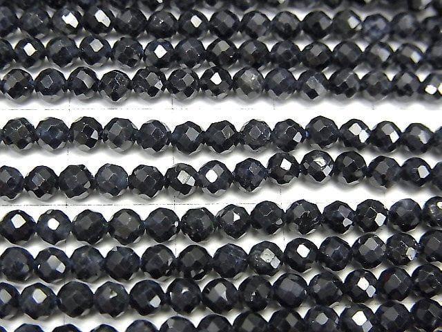 [Video]High Quality! Sapphire AA Faceted Round 3mm 1strand beads (aprx.15inch/36cm)