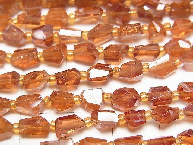 [Video]High Quality Hessonite Garnet AA++ Faceted Nugget 1strand beads (aprx.9inch/24cm)