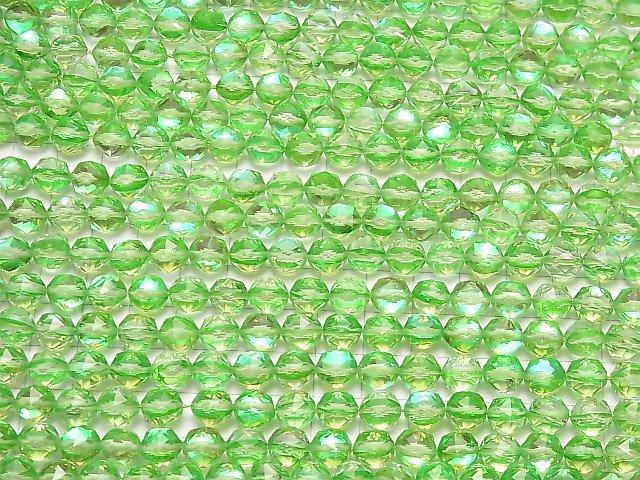 [Video] High Quality! Green Luna Flash Star Faceted Round 8mm 1strand beads (aprx.15inch / 36cm)