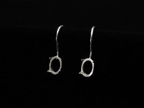 [Video] Silver925 Earwire Frame (Prong Setting) Oval 6x4mm Rhodium Plated 1pair